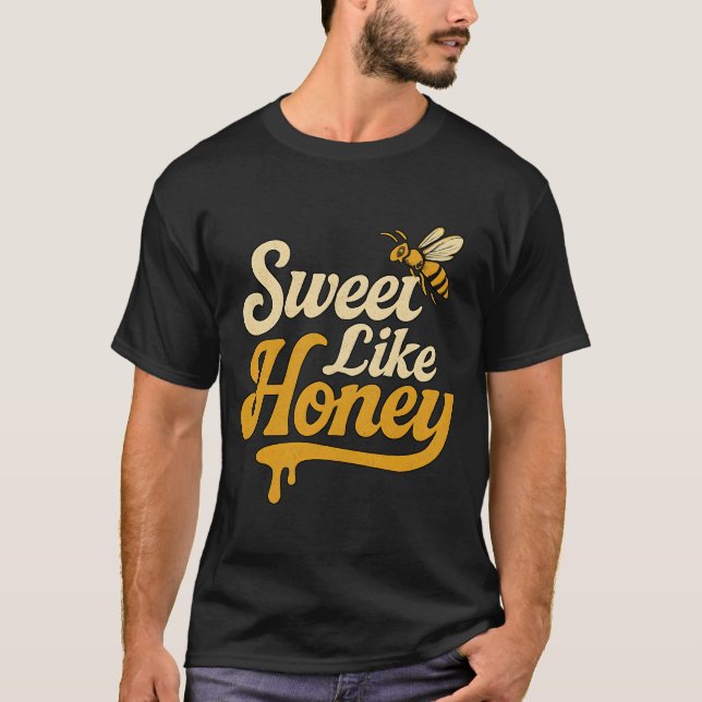 Söt som honung Retro Typografi T Shirt (Framsida)
