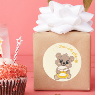 Söt Som Honung Söt Kawaii Björn som håller Honung  Runt Klistermärke