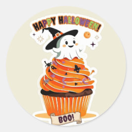 Söt Som Kan Boo Söta Halloween Cupcakes Runt Klistermärke