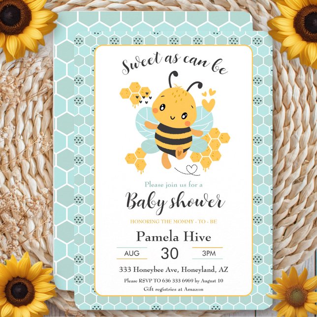Söt som kan ha varit Pojke, babyinbjudan Inbjudningar (Sweet as Can Bee Baby Boy Baby Shower Invitation)