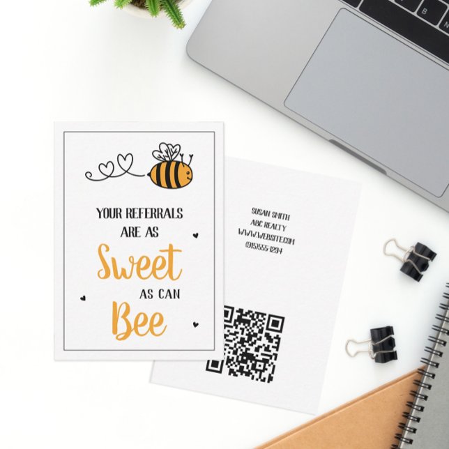 Söt som kan hänskjutas anteckningskort (Sweet as Can Bee Referral Notecard)