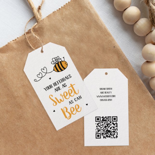 Söt som kan hänskjutas presentetikett (Sweet as Can Bee Pop By Referral Tag)