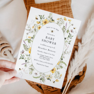 Söt som kan kan vara gula blommor baby shower inbjudningar
