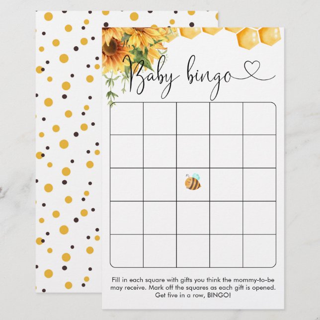 Söt som kan vara babyskor, bingo-spel (Fram/baksida)
