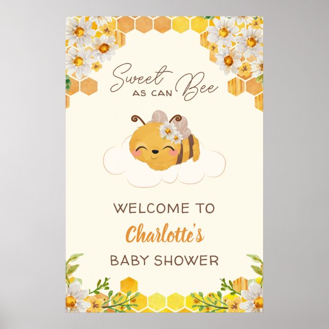Söt som kan vara babyskor Blommigt Honeycomb Poster (Framsidan)