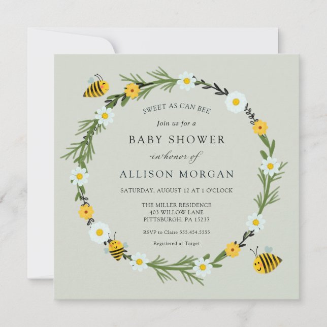 Söt som kan vara babyskor inbjudningar (Framsida)