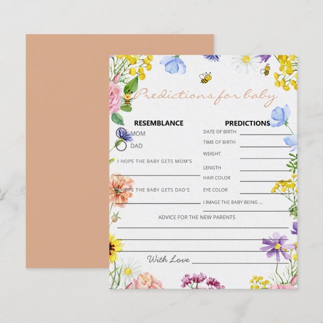 Söt som kan vara babyvyns spelpredikkort (Fram/baksida)