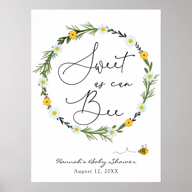 Söt som kan vara Bebis Babyshower Välkomstskylt Poster (Framsidan)