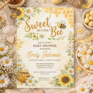 Söt som kan vara Bee Baby Shower Inbjudningar