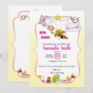 Söt som kan vara Blommig Baby Girl Shower Inbjudan
