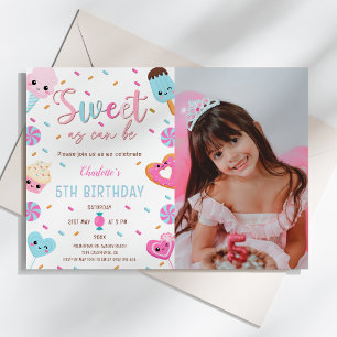 Söt som kan vara Candy Cuppie Donut PhotoBirthday Inbjudningar
