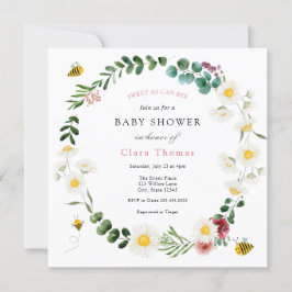 Söt som kan vara Rosa blomma och Daisy babyskor Inbjudningar