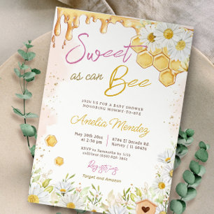 Söt som kan vara Rosa Bumblebee Girl Baby Shower Inbjudningar
