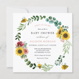 Söt som kan vara Rosa Solrosbabyskor Inbjudningar