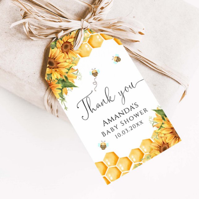 Söt som kan vara solblommor, babyskor presentetikett (Skapare uppladdad)