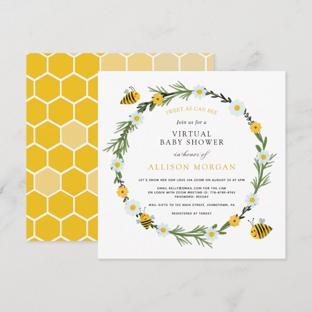 Söt som kan vara Virtuell inbjudan till babyskor (Fram/baksida)