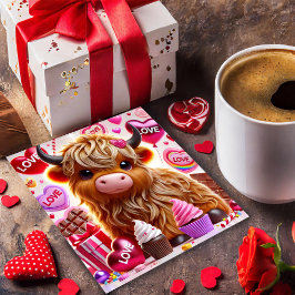 Söt som karamell högländsk ko Alla hjärtans dag-ko Julkort