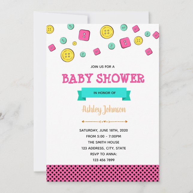 Söt som knapp baby shower inbjudan (Framsida)