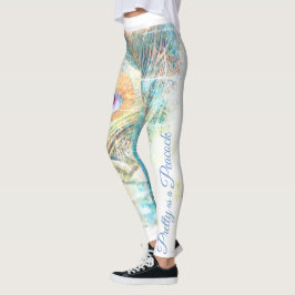 Söt som pastellvit påfågelfjäder leggings