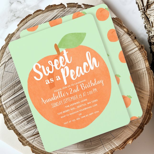 Söt som Peach Barns födelsedag Inbjudningar (Skapare uppladdad)