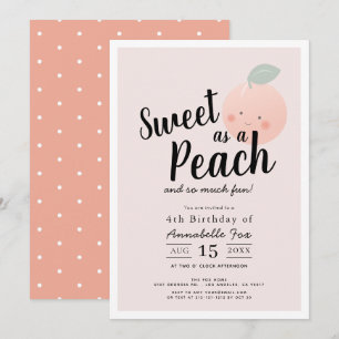 Söt som Peach Cute Kawaii Girl Birthday Inbjudningar