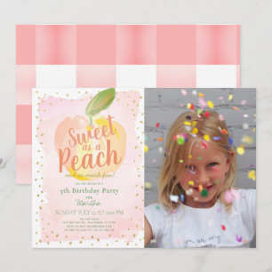 Söt som Peach Rosa Girl Birthday Inbjudningar
