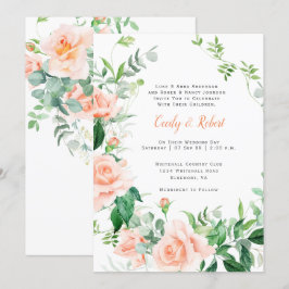 Söt som Peach Watercolor Ro Bröllop Inbjudningar