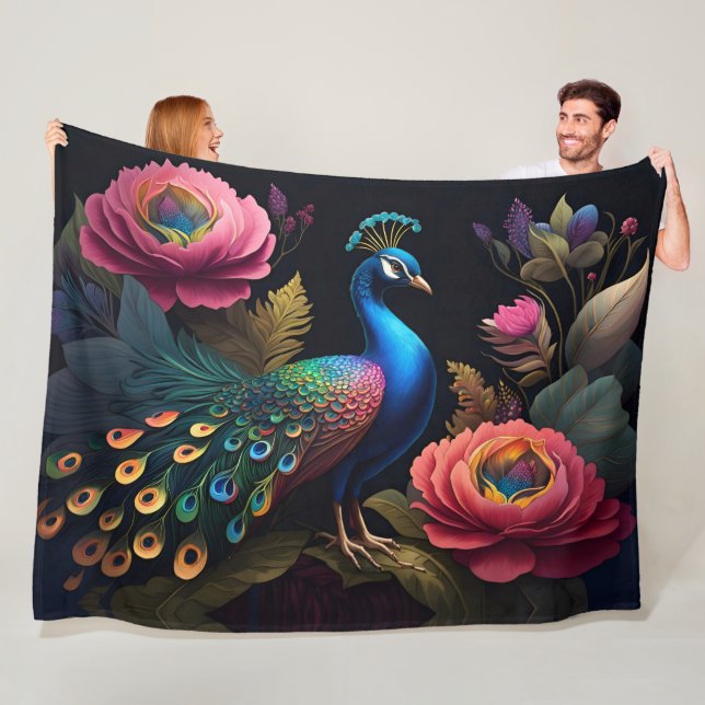 Söt som Peacock i Peonies Fleecefilt (På plats)