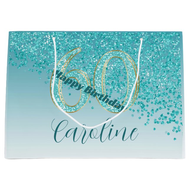 Söt som sjunker i Teal Blue Glitter 60:e födelseda (Framsidan)