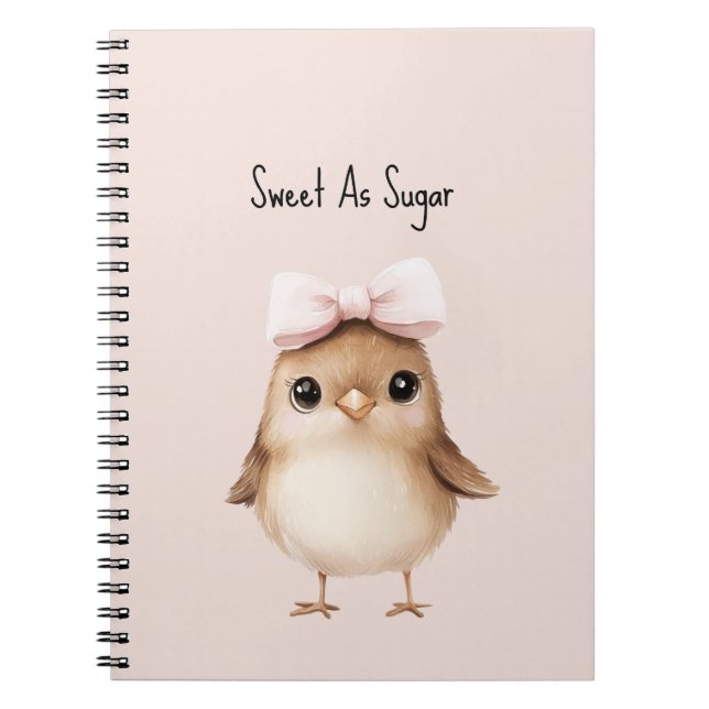 Söt Som Socker Fågel Rosa Slöja Anteckningsbok (Framsidan)