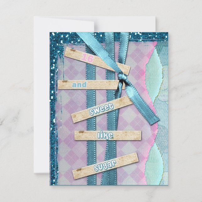 Söt som socker söta 16 födelsedagsinbjudningar inbjudningar (Framsida)