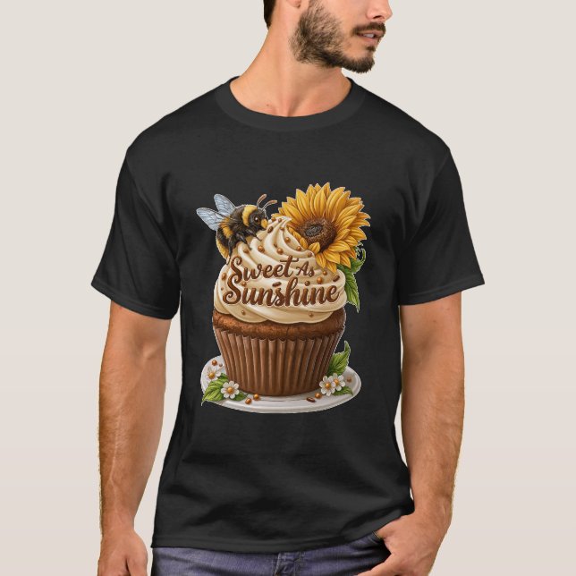 Söt som solsken Solros Bi Cupcake T Shirt (Framsida)