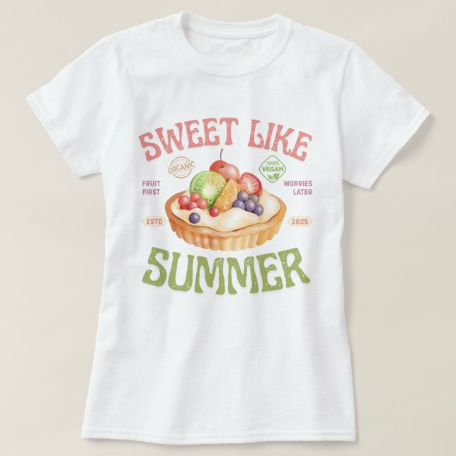 Söt som sommar, frukter i akvarell t shirt (Design framsida)