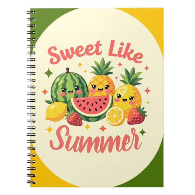 Söt Som Sommar Söt Frukt Kawaii Anteckningsbok (Framsidan)