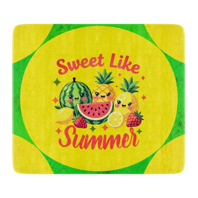 Söt som sommar tropisk fruktillustration Glas (Framsidan)