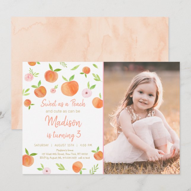 Söt som tredje födelsedag inbjudningar (Fram/baksida)