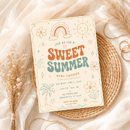 Söt sommar baby shower fest retro Pastell Inbjudningar