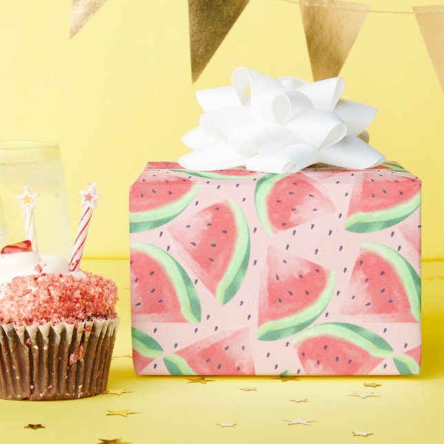 Söt sommar Kawaii akvarell vattenmelon Presentpapper (Födelsedagsfest)