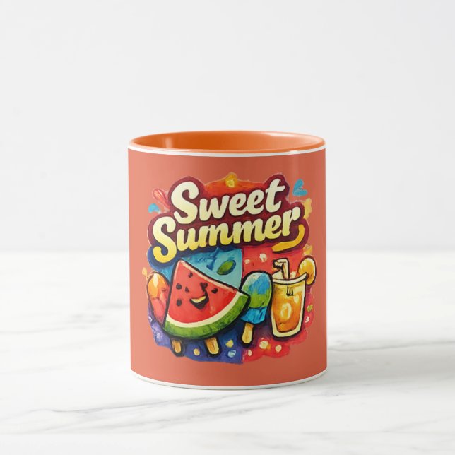 Söt sommar-mugg med orange trimning mugg (Center)