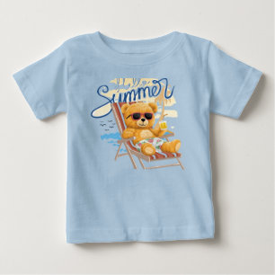 Söt sommar nallebjörn på stranden - Baby & Småbarn T Shirt
