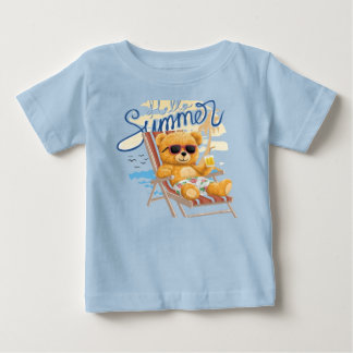 Söt sommar nallebjörn på stranden - Baby & Småbarn T Shirt