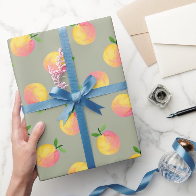 Söt sommar-persikomönstrad presentpapper (Gifting)