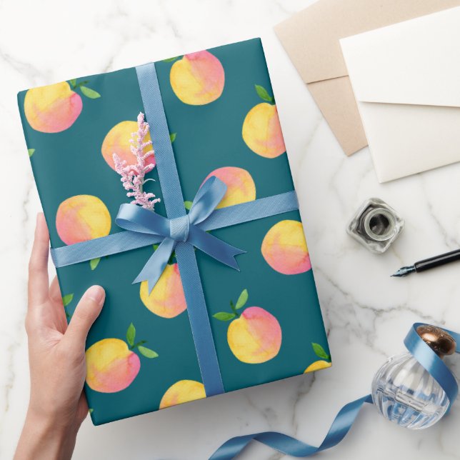 Söt sommar-persikomönstrad presentpapper (Gifting)
