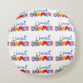 söt sommar rund kudde