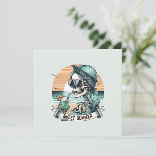 Söt sommar Skeleton Retro Sunset Design (Stående Fram)