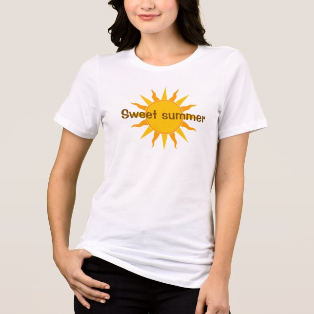 Söt Sommar Sol Grafisk Vit T-Shirt (Framsida)