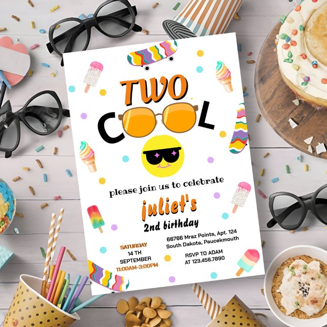 Söt sommar söt två coolor födelsedag inbjudningar (Skapare uppladdad)