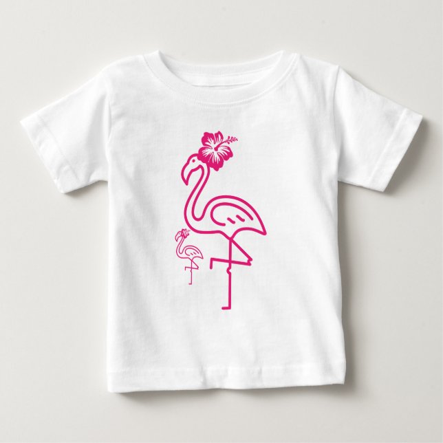 Söt Sommar Tjejig Flamingo  T Shirt (Framsida)