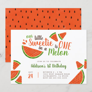 Söt sommar Watermelon en i Melon Birthday Inbjudningar
