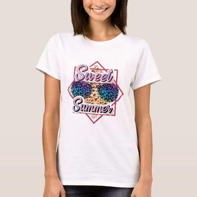 Söt sommardams T-shirt | Hej Summer (Framsida)